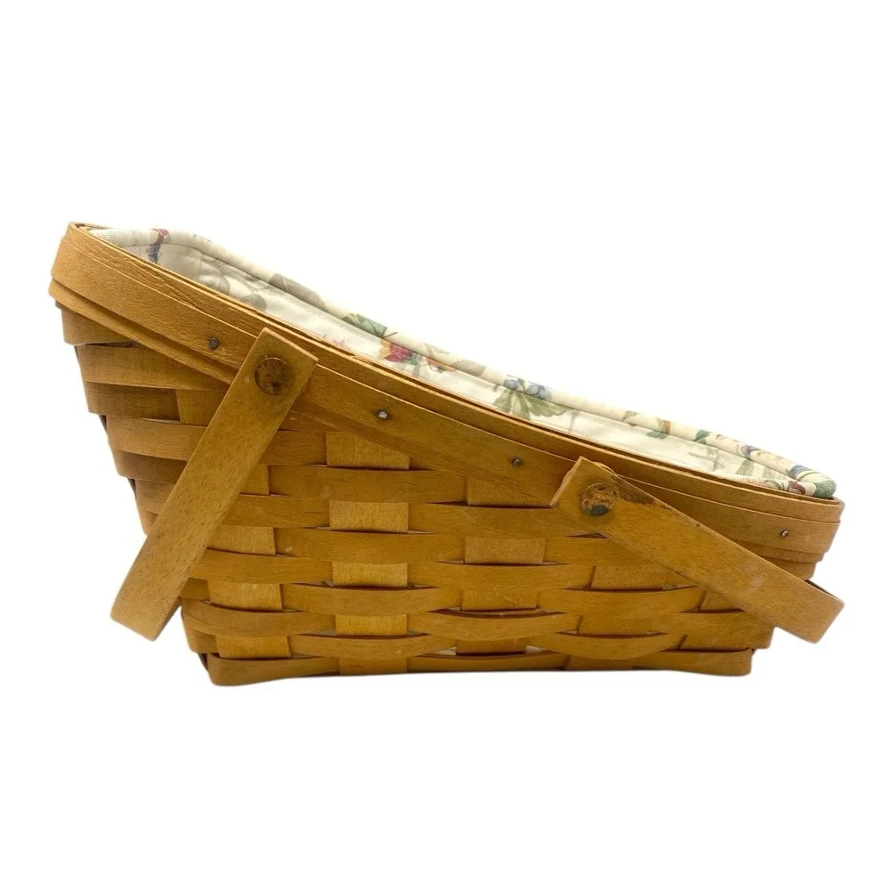 VTG Longaberger Vegetable Basket with Nature Floral Liner & Protector Year 2000
